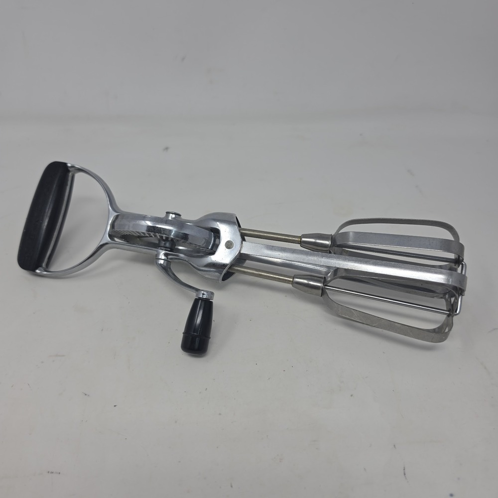 Vintage Ecko Best Hand Held Mixer Rotary Beater Black Handle Stainless Steel. L
